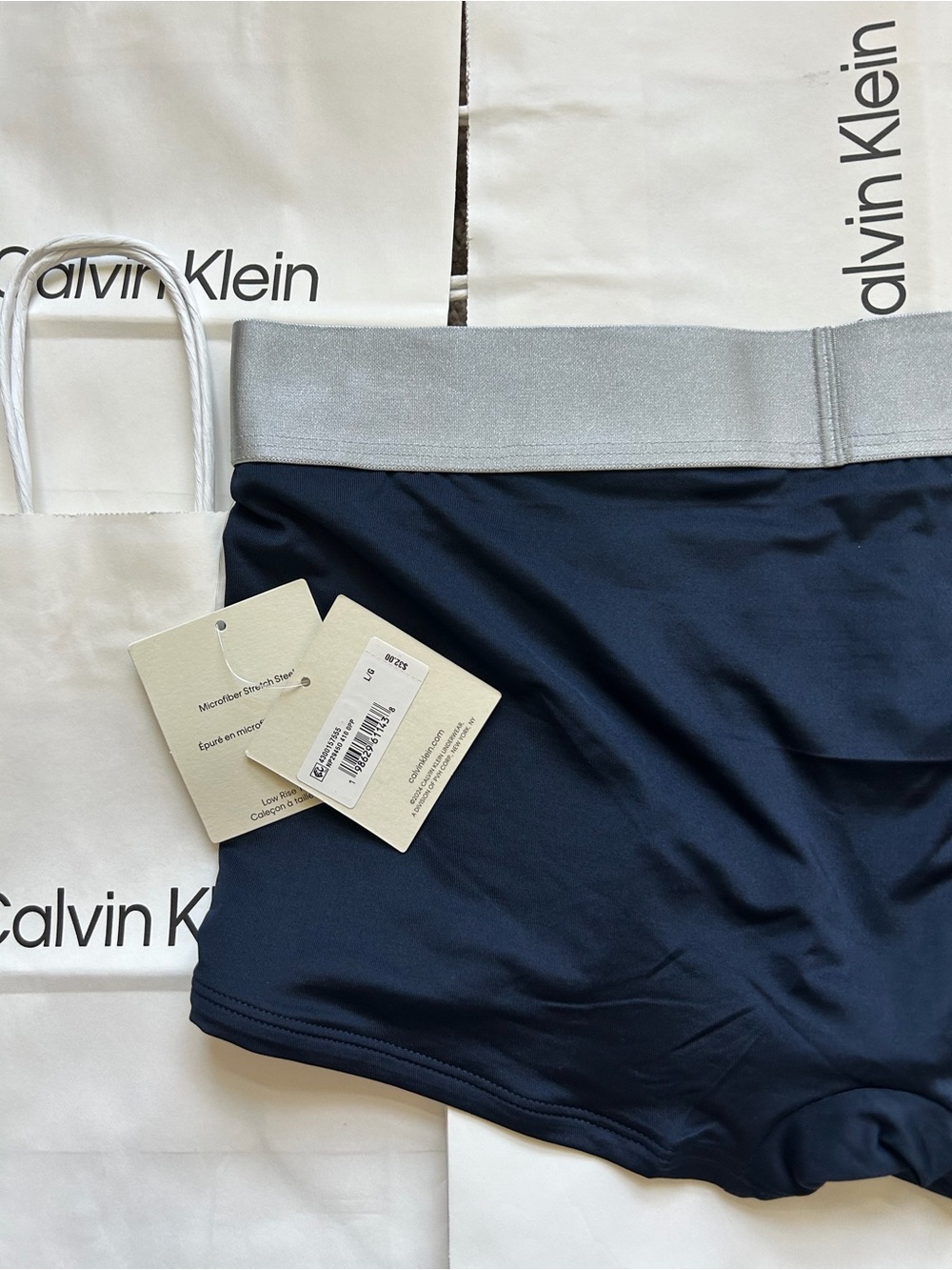 Calvin Klein Men Microfiber Stretch steel low rise trunks dark blue/ navy new - Picture 13 of 16